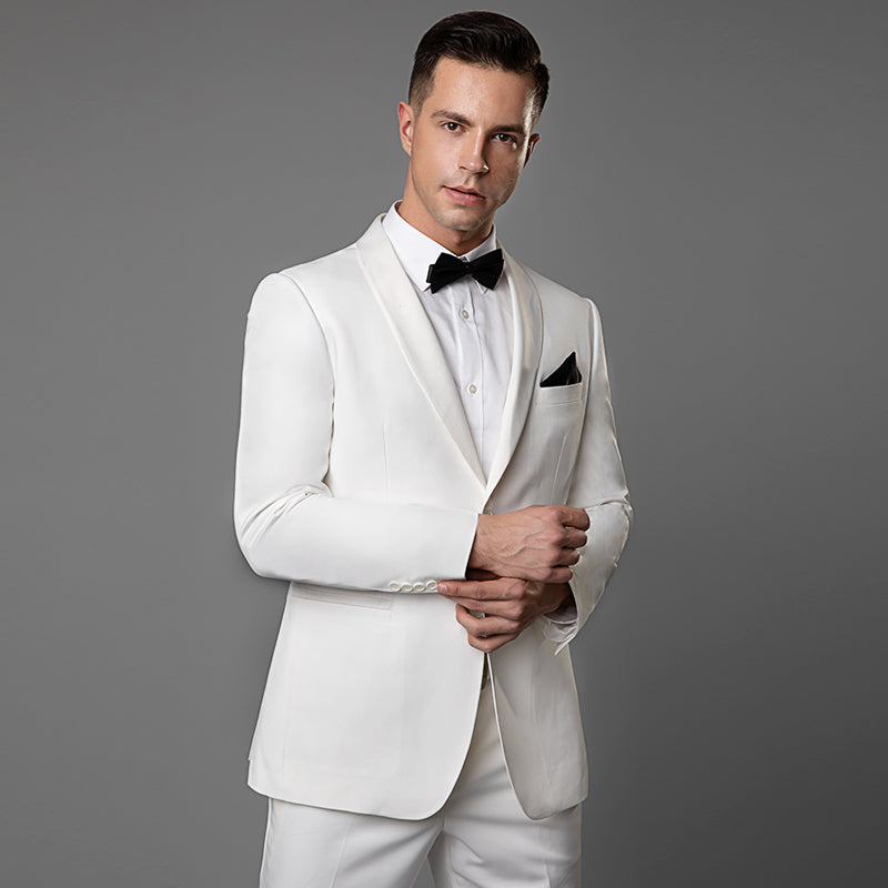 WHITE 2PCS TUXEDOS SUIT